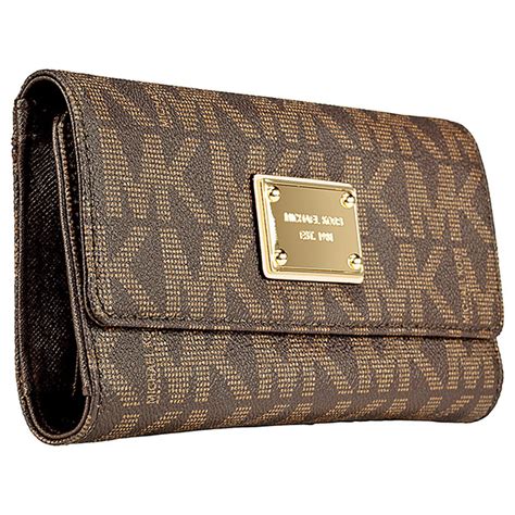 michael kors jet set brown checkbook wallet|Michael Kors vanilla jet set.